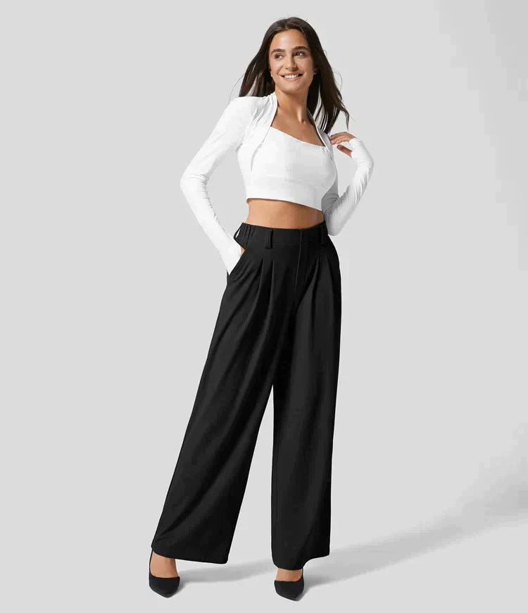 Anneliese | Plissé Wide-Leg Trousers