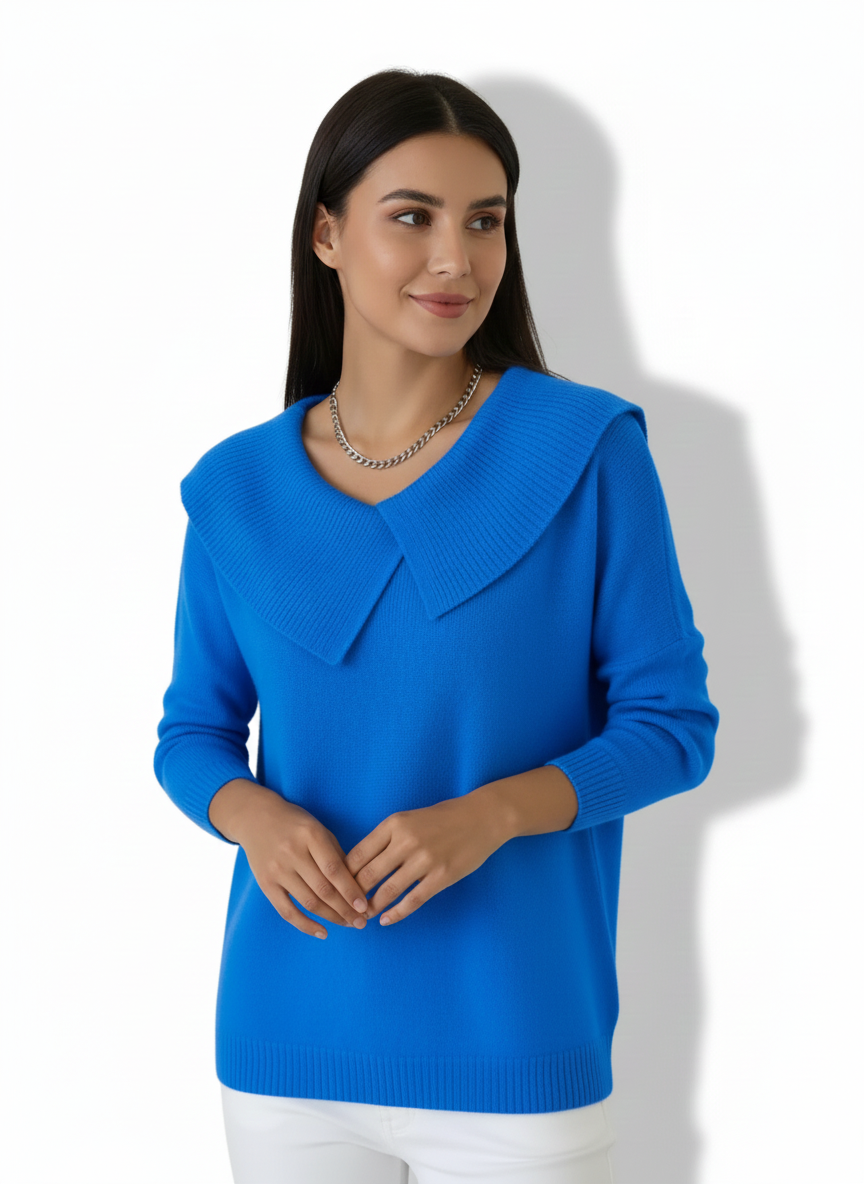 Warme trui met zachte kraag