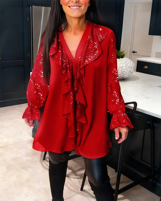 REFLEY SIGNATURE SEQUIN BLOUSE