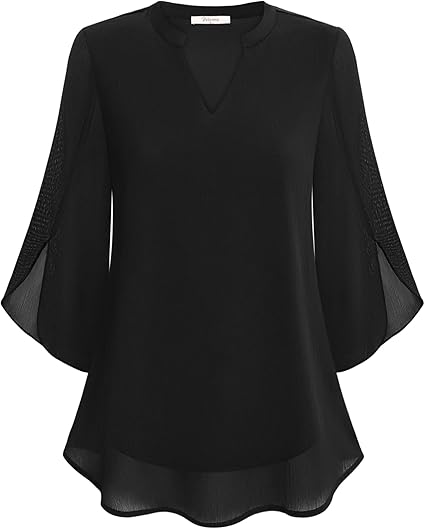 Luchtige Dames Blouse met V Hals en Losvallende Mouwen