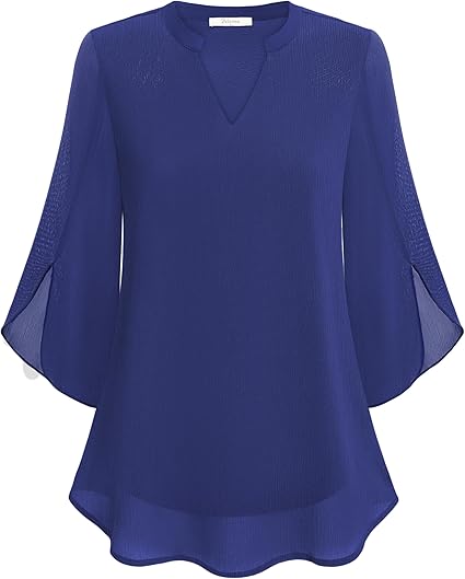 Luchtige Dames Blouse met V Hals en Losvallende Mouwen
