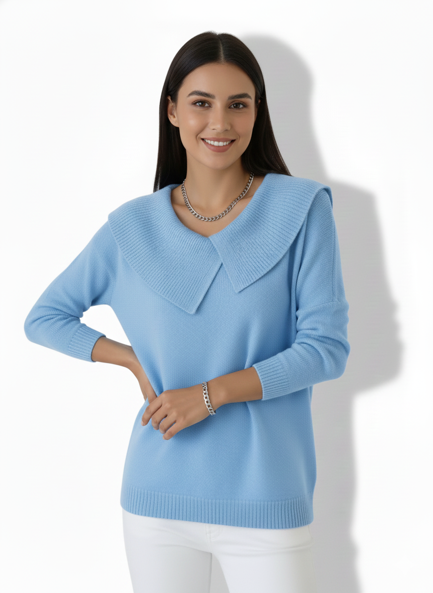 Warme trui met zachte kraag