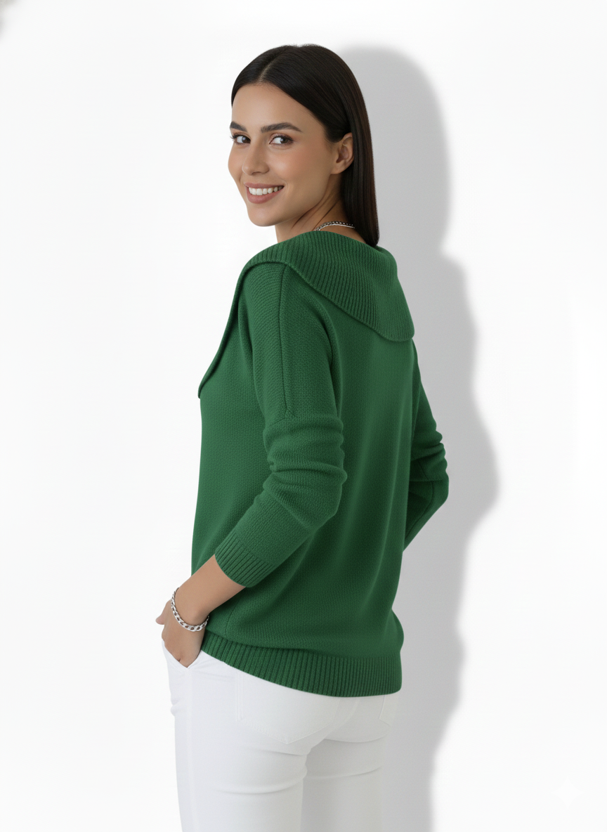 Warme trui met zachte kraag