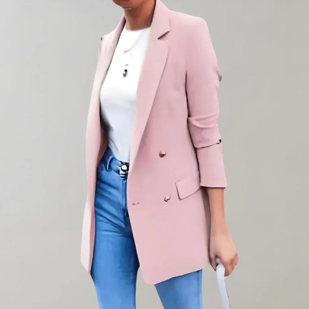 Blazer Dames Elegant Lang Getailleerd met Zakken