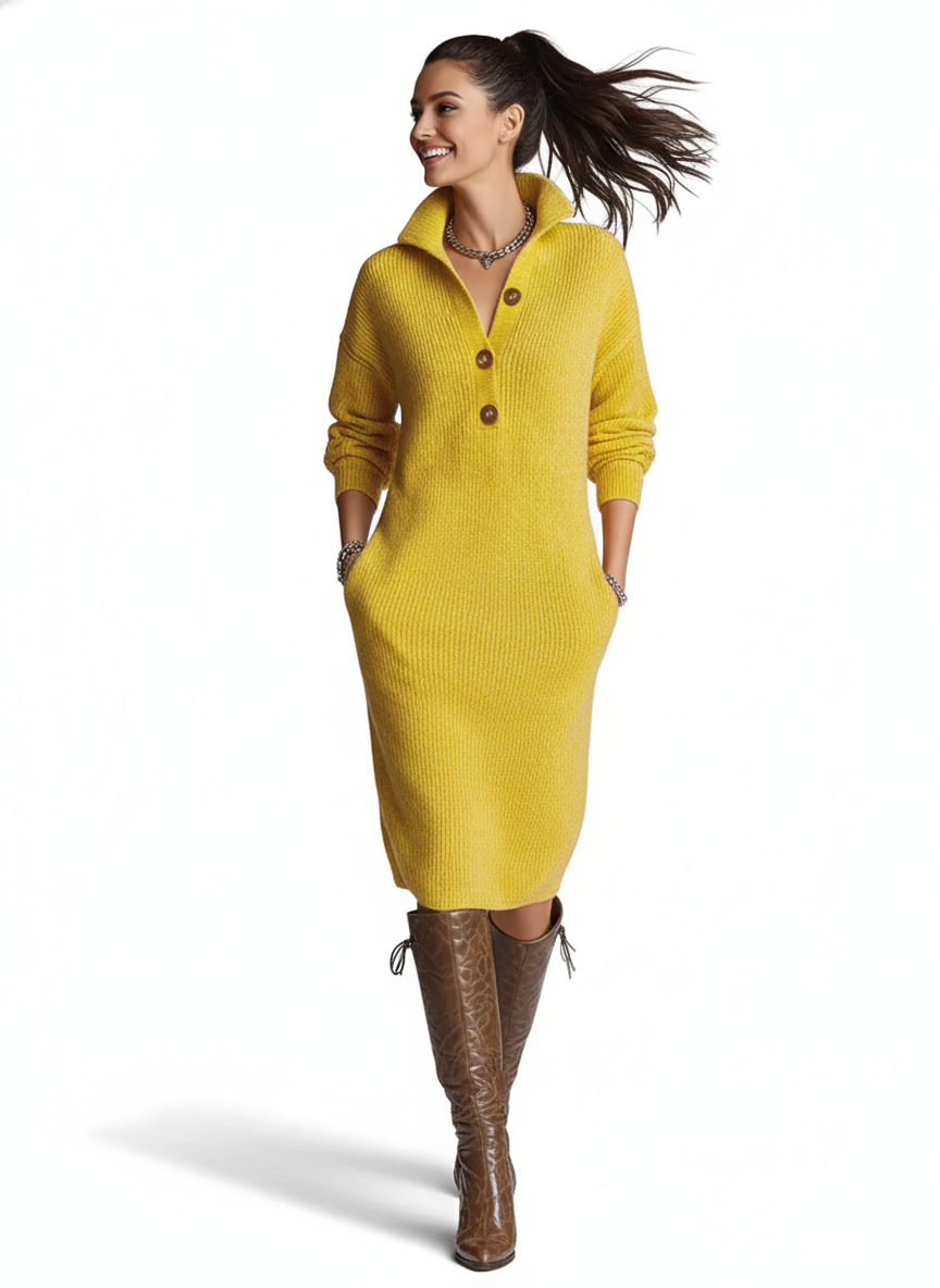 Chique geribde midi jurk