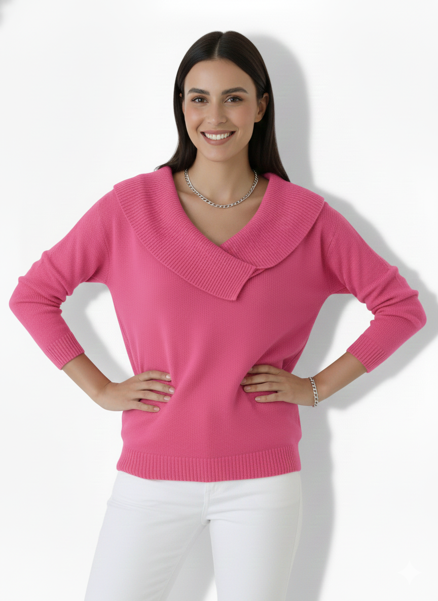 Warme trui met zachte kraag