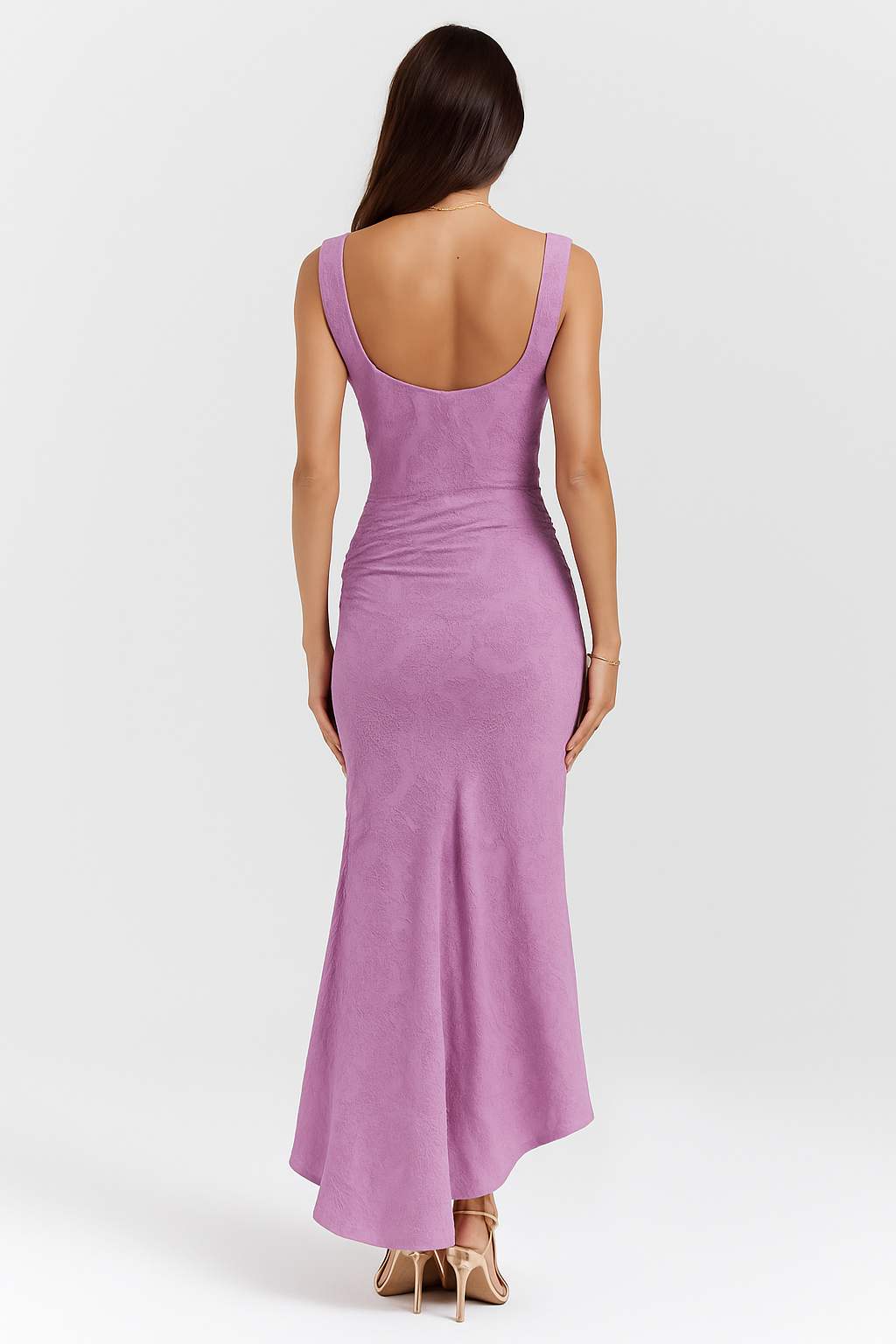 Youna | Galajurk Elegante Midi Jurk met Asymmetrische Rok en Corsetdetail