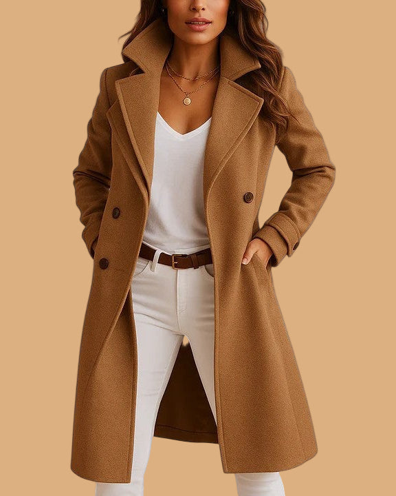 Chique Dames Mantel Jas met Reverskraag en Knopen