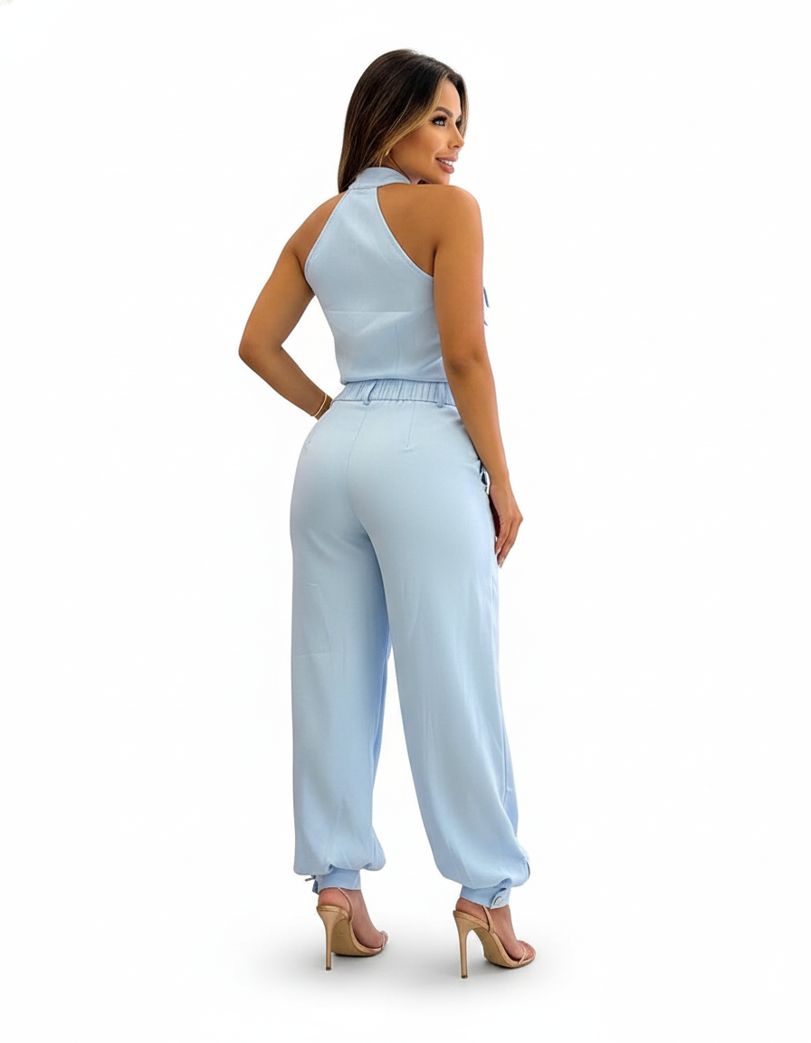 2-delig Setje | Mouwloze Top met Hoge Hals & Cargo Zakjes