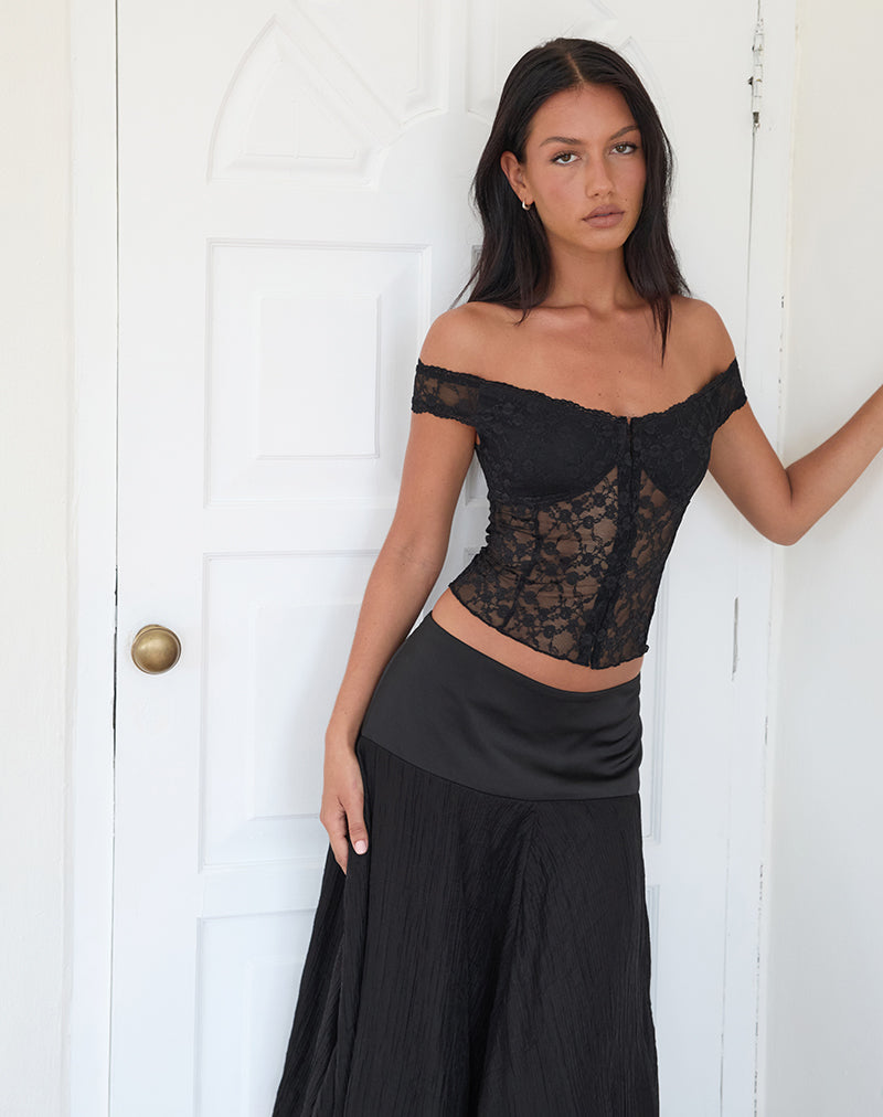 Jennah | Sensuele Off-Shoulder Kantentop met Corsetlook