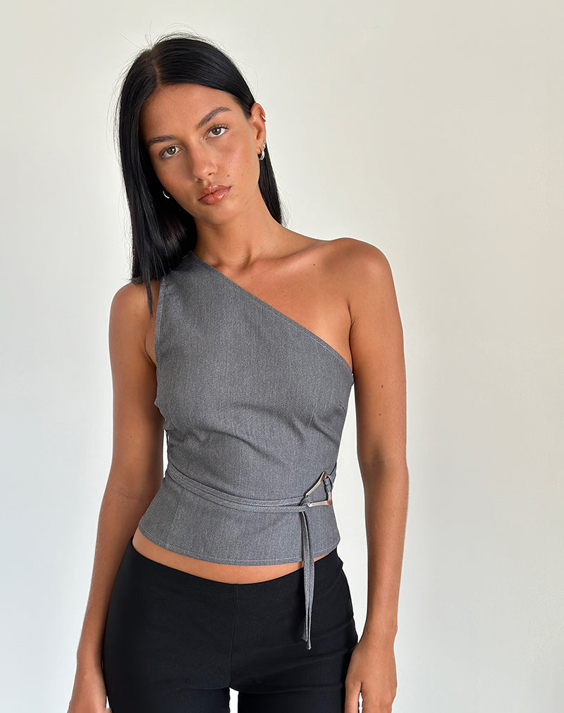 Janella | One-Shoulder Top met Tailleband