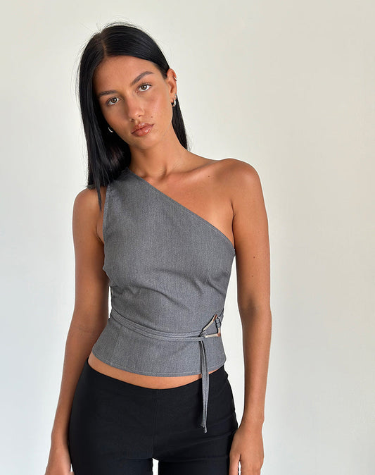 Janella | One-Shoulder Top met Tailleband
