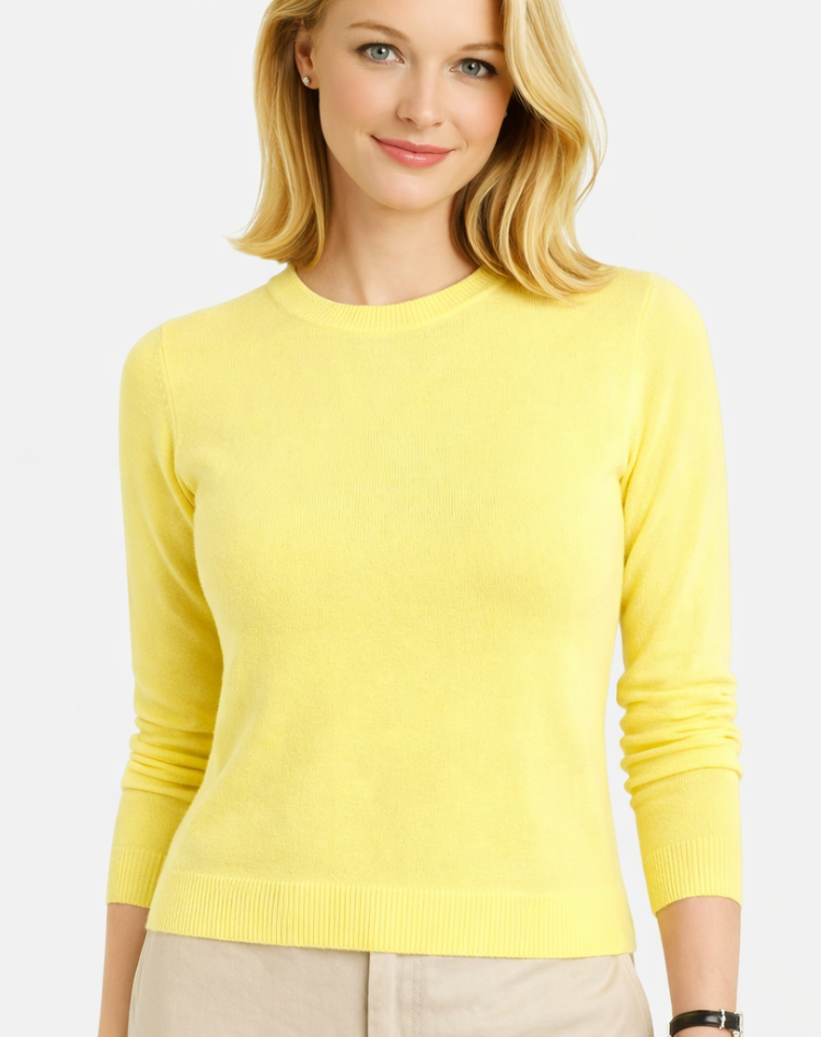 Zachte Wollen Dames Trui met Lange Mouwen en Ronde Hals