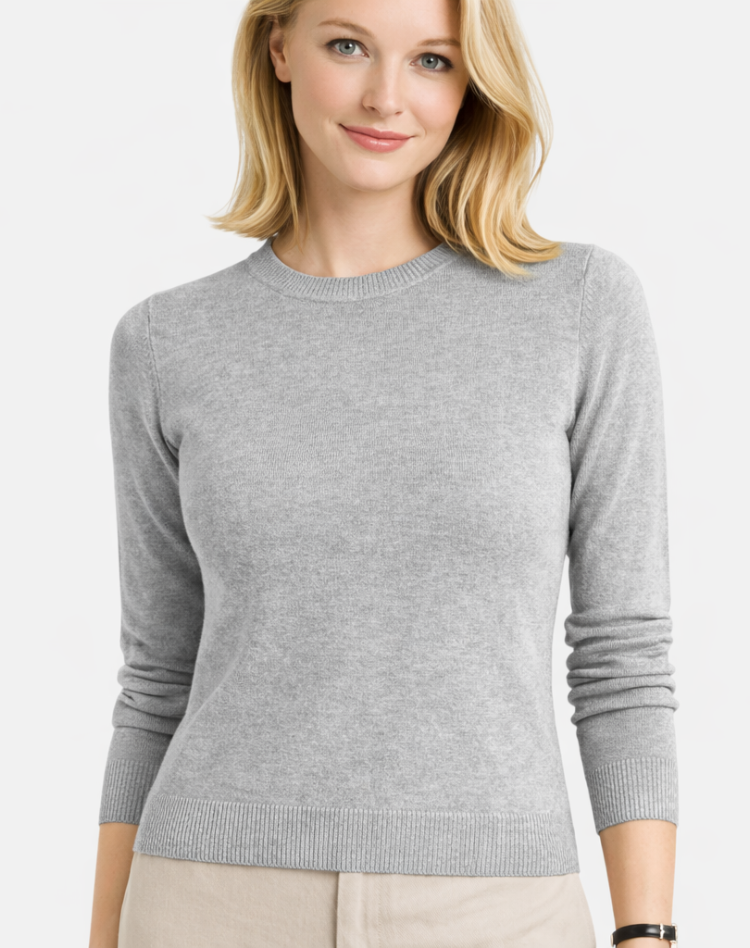 Zachte Wollen Dames Trui met Lange Mouwen en Ronde Hals