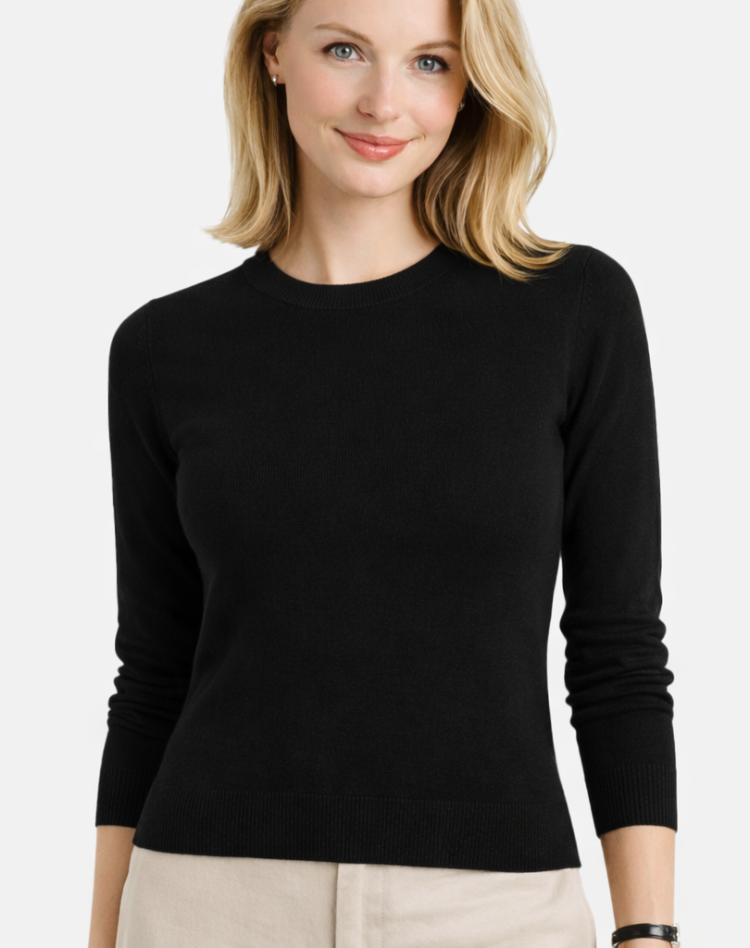 Zachte Wollen Dames Trui met Lange Mouwen en Ronde Hals