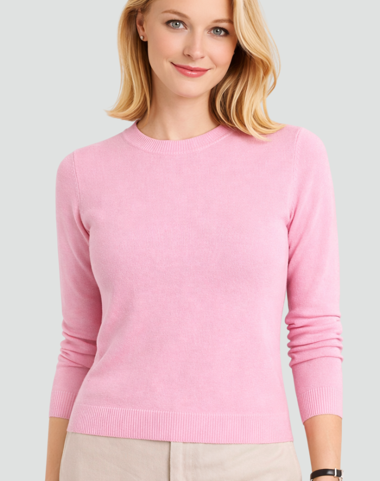Zachte Wollen Dames Trui met Lange Mouwen en Ronde Hals