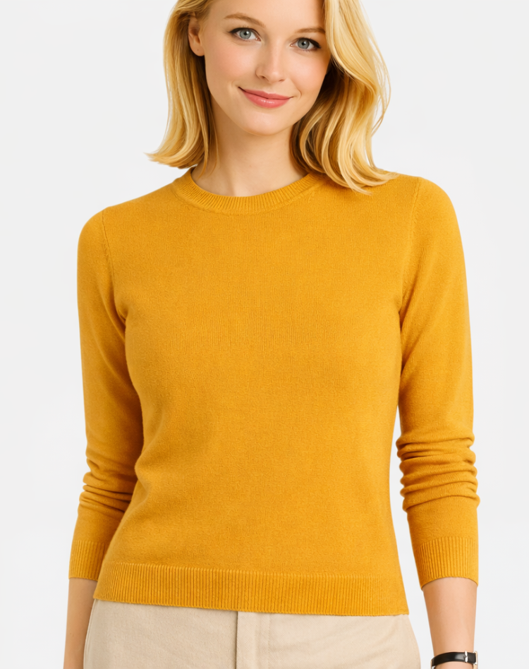 Zachte Wollen Dames Trui met Lange Mouwen en Ronde Hals