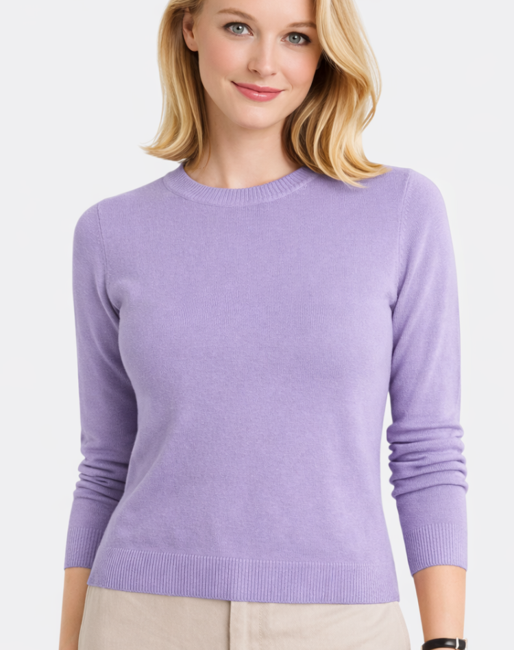 Zachte Wollen Dames Trui met Lange Mouwen en Ronde Hals