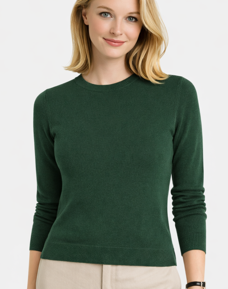 Zachte Wollen Dames Trui met Lange Mouwen en Ronde Hals