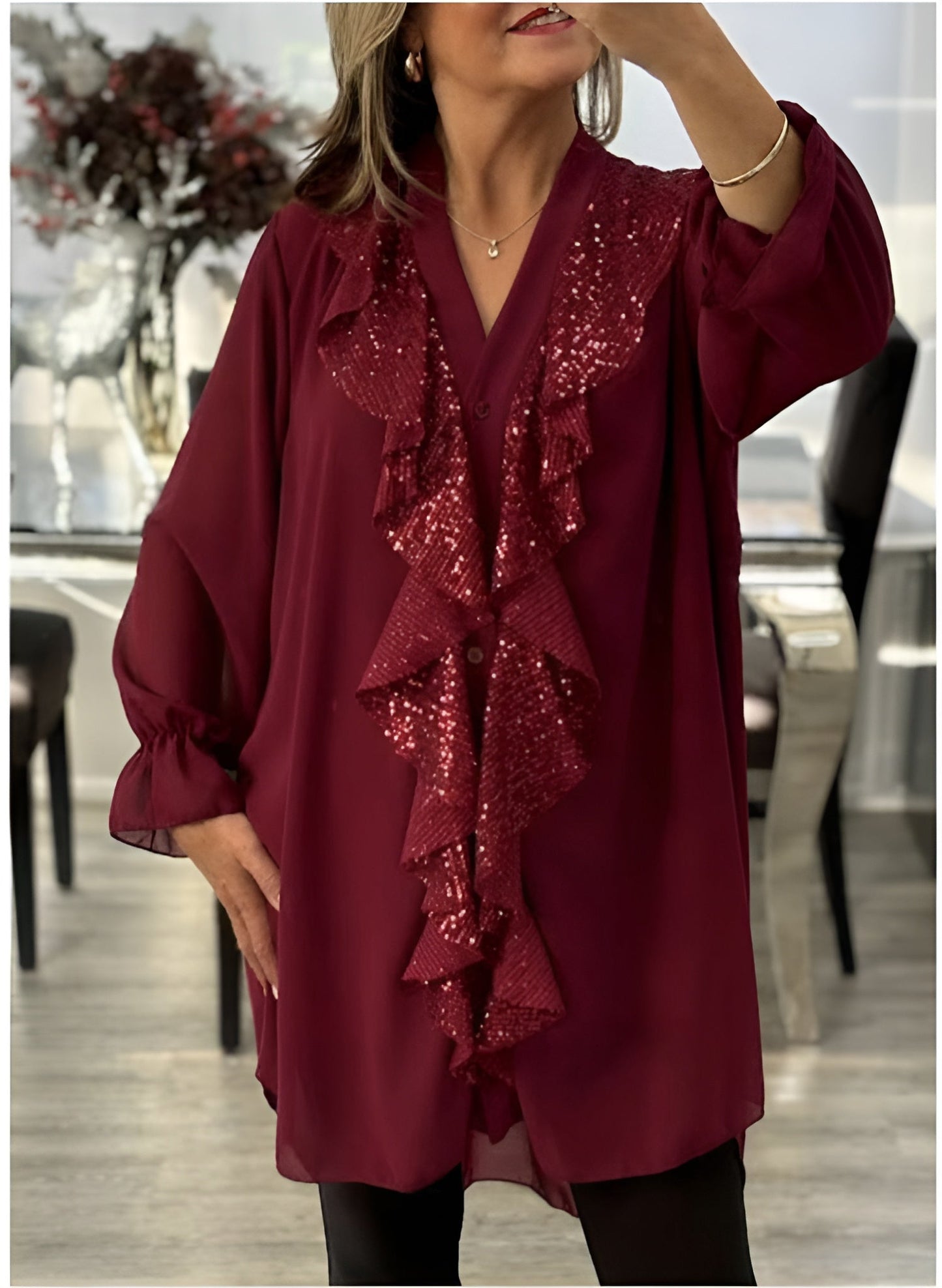 REFLEY SIGNATURE SEQUIN BLOUSE