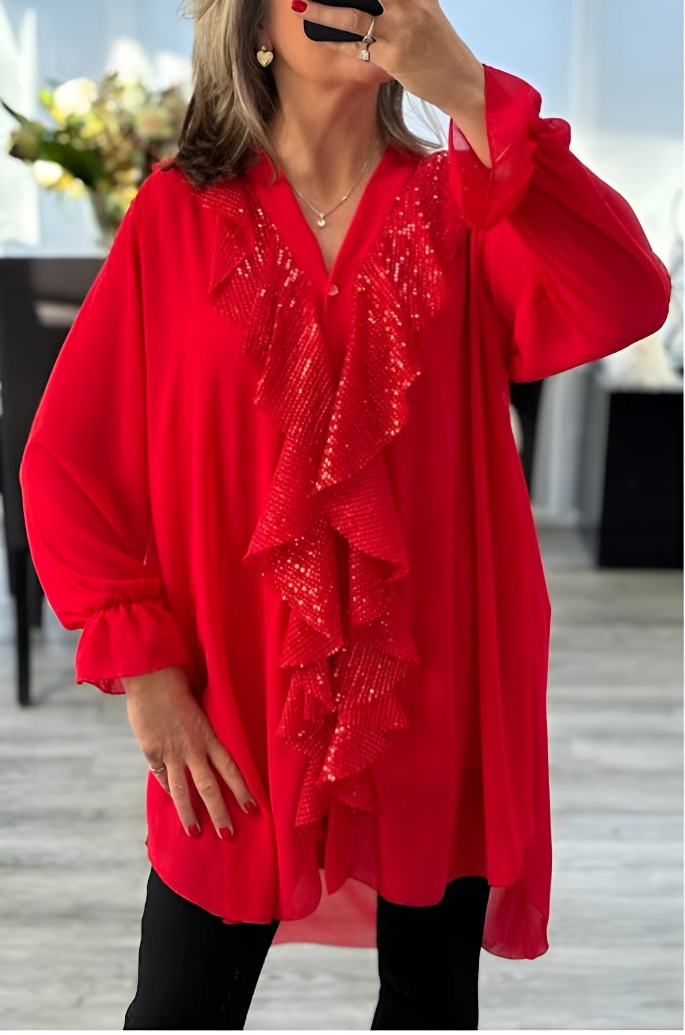 REFLEY SIGNATURE SEQUIN BLOUSE