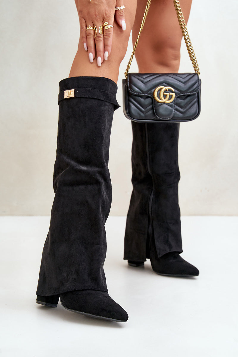 Kyara | Chique Knie Laarzen met Gespje en Hak