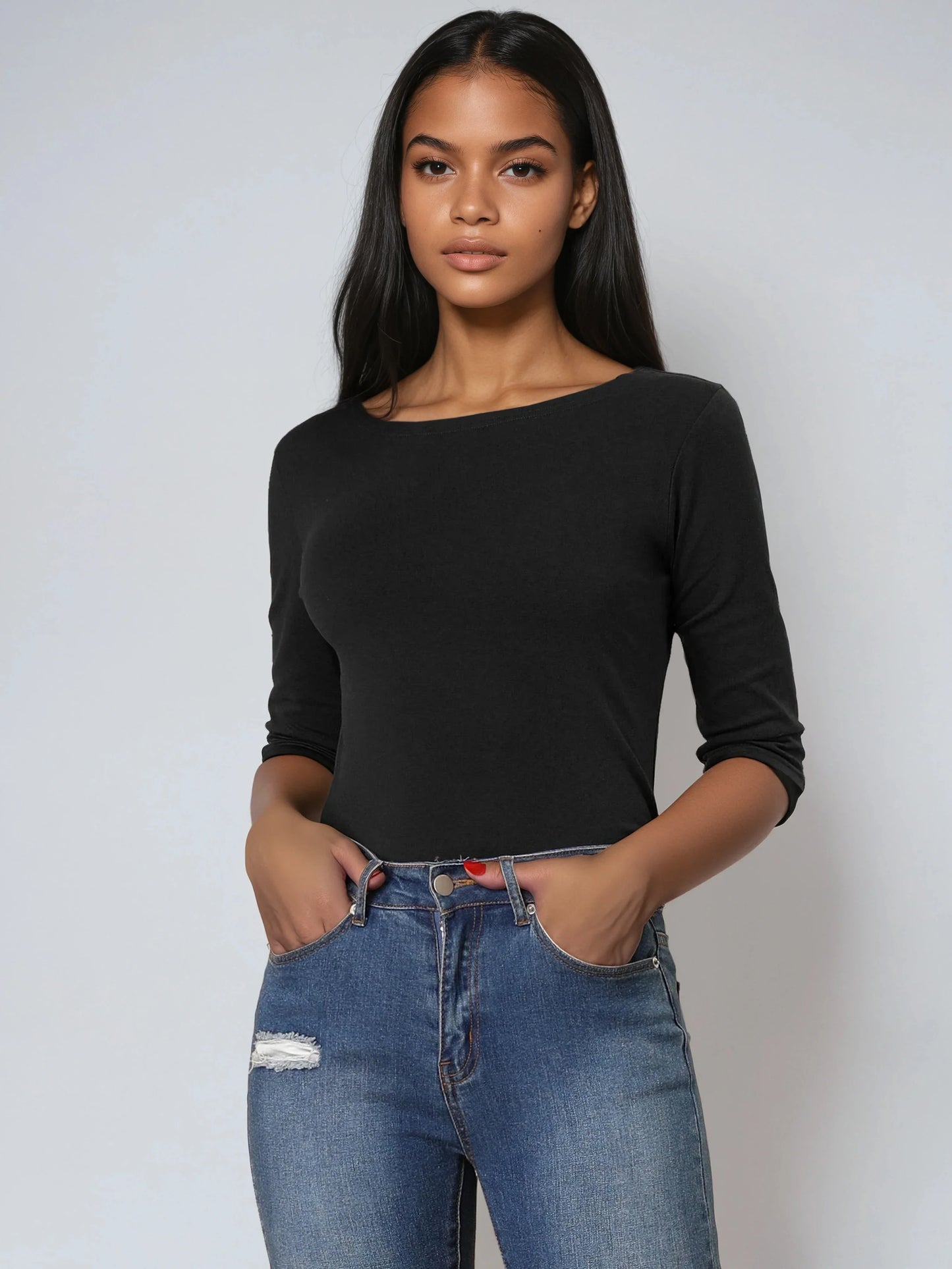 Zachte Vrouwen Shirt met Slim Fit en 3/4 Mouwen