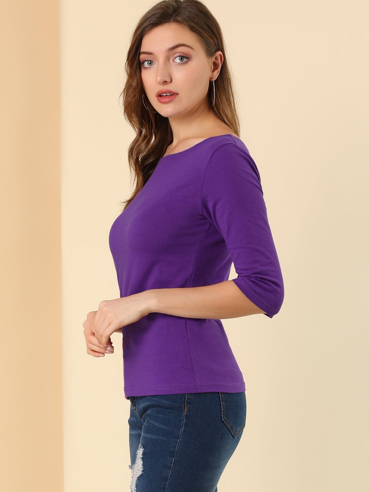 Zachte Vrouwen Shirt met Slim Fit en 3/4 Mouwen