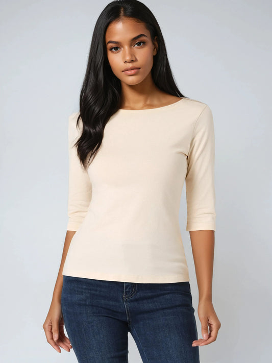 Zachte Vrouwen Shirt met Slim Fit en 3/4 Mouwen