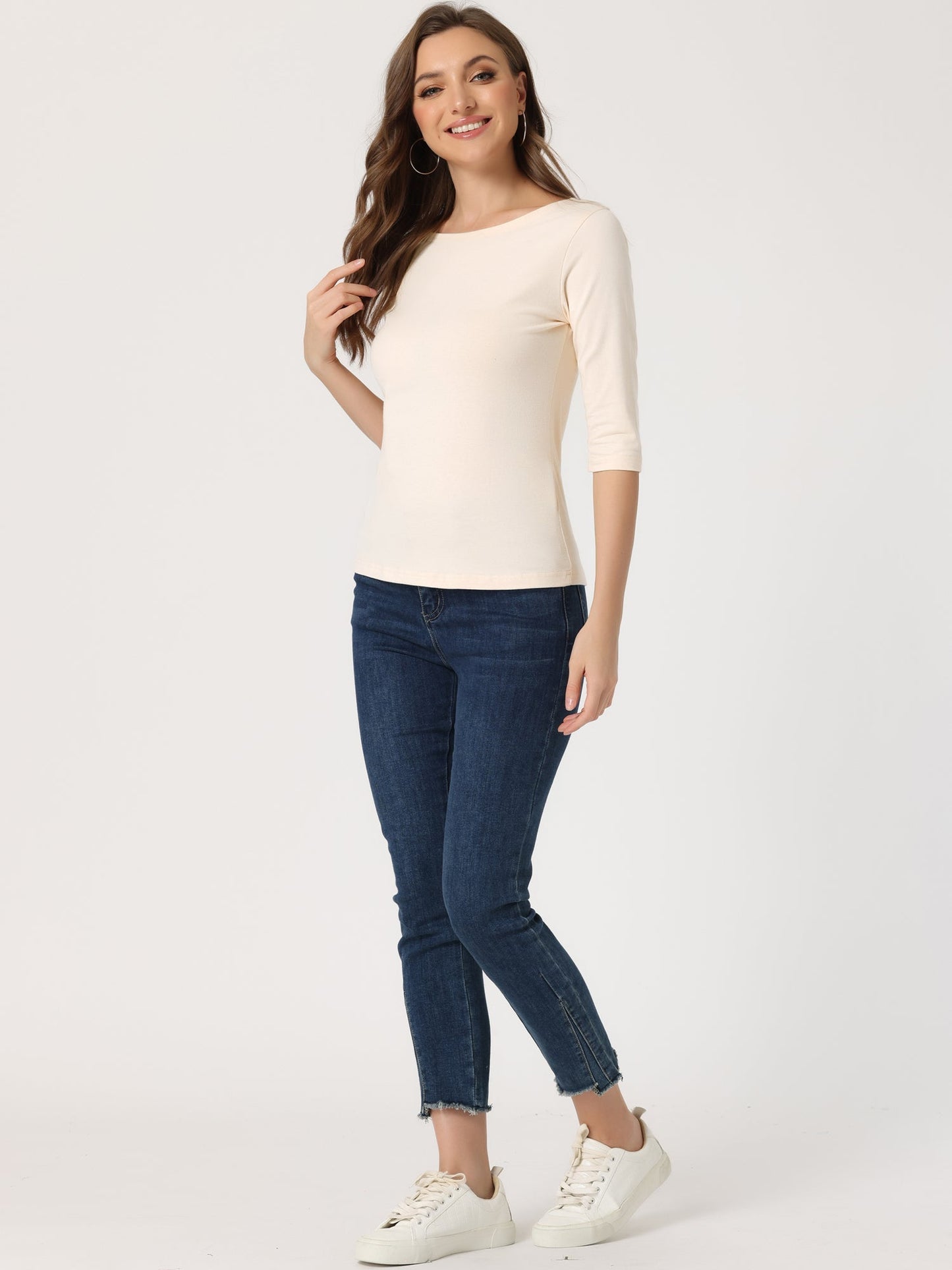 Zachte Vrouwen Shirt met Slim Fit en 3/4 Mouwen