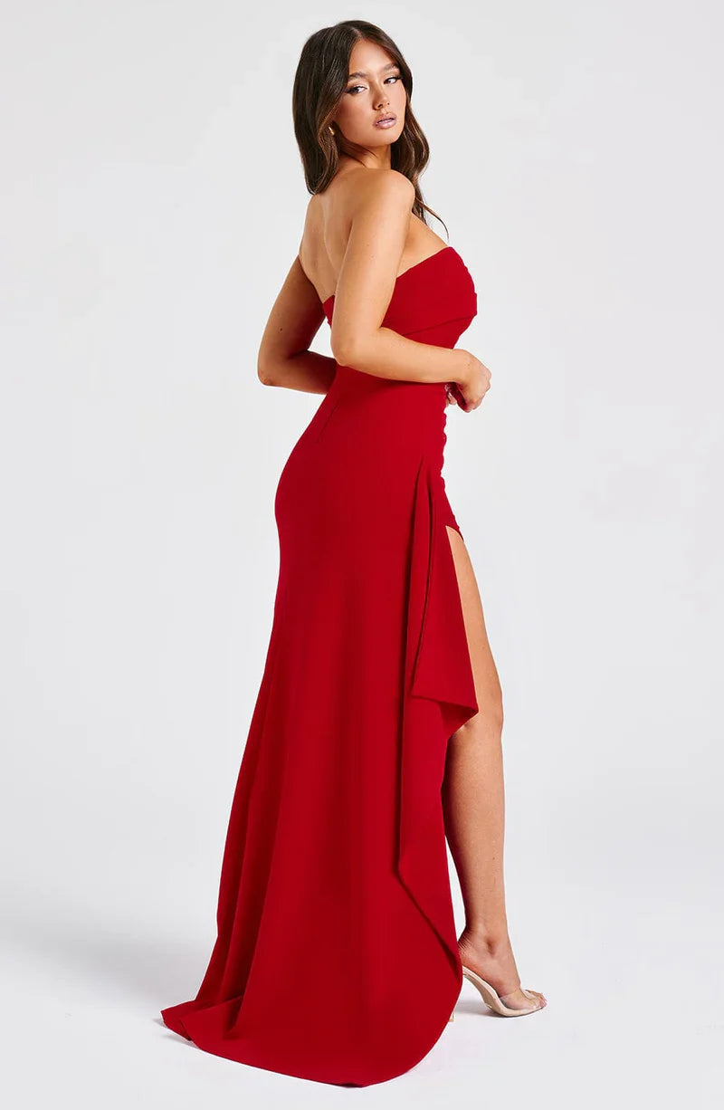 Strapless Avond Maxi met Hoge Split Galajurk voor Vrouwen
